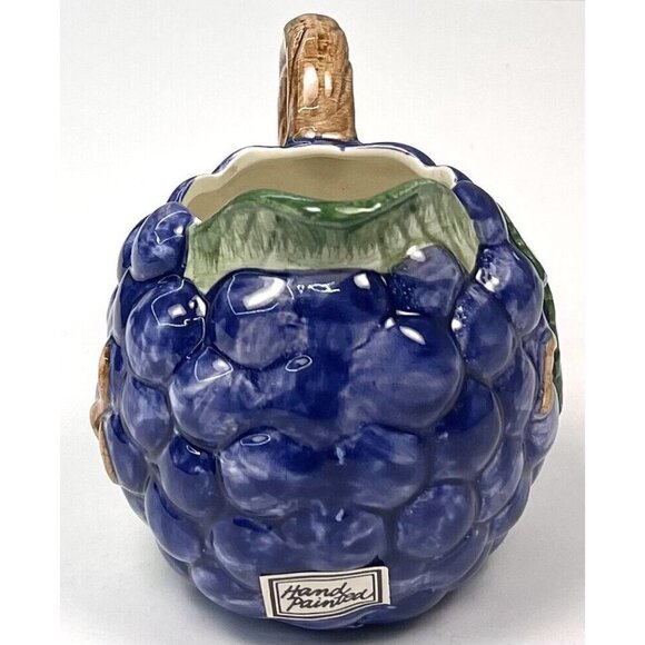 VTG FITZ and FLOYD Hand Painted 3.5" Purple Grape Ceramic CREAMER Pitcher EUC - Picture 2 of 6